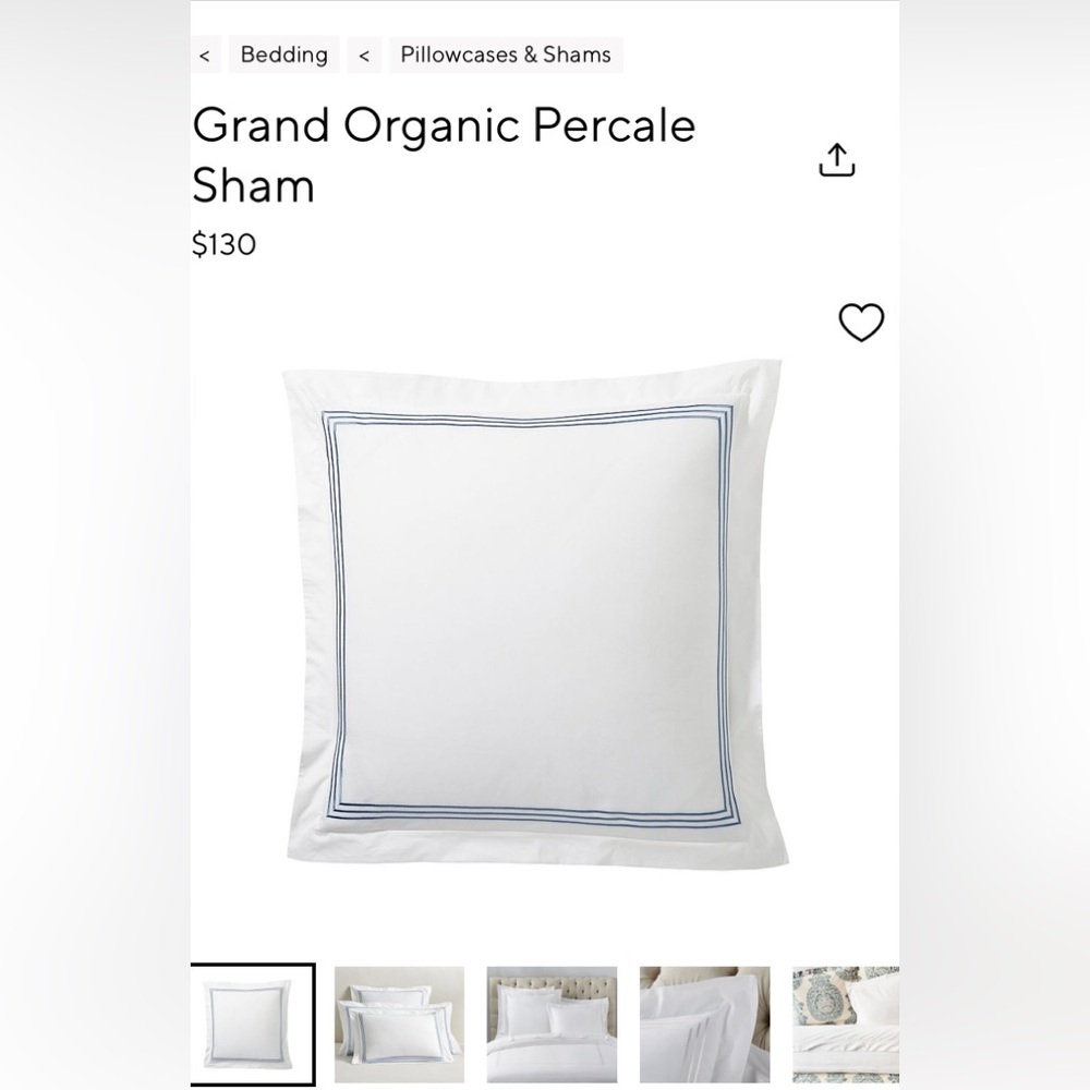 Pottery Barn Euro sham 26 x 26  classic trio strip border organic cotton